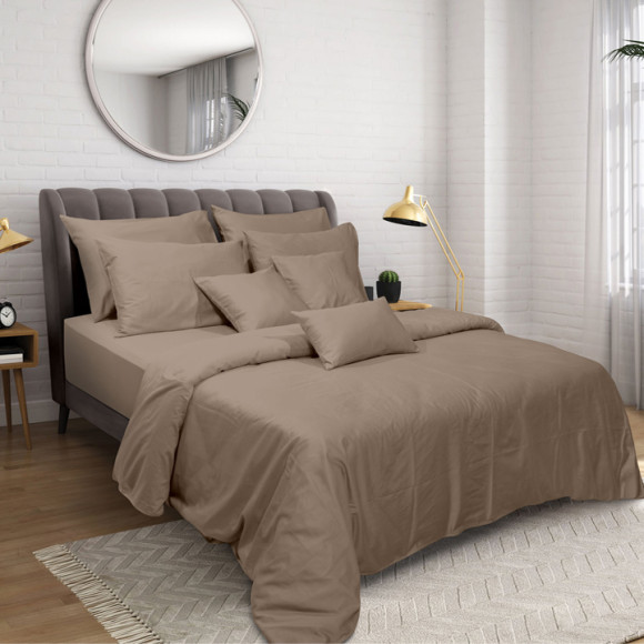 AKEMI Cotton Select Colour Array Seed Beige Fitted Sheet Set