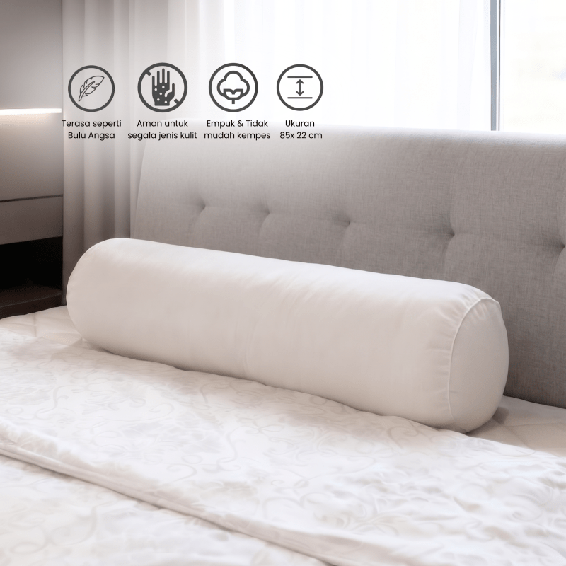 TOMOMI - Bolster Microfil White 22x85cm