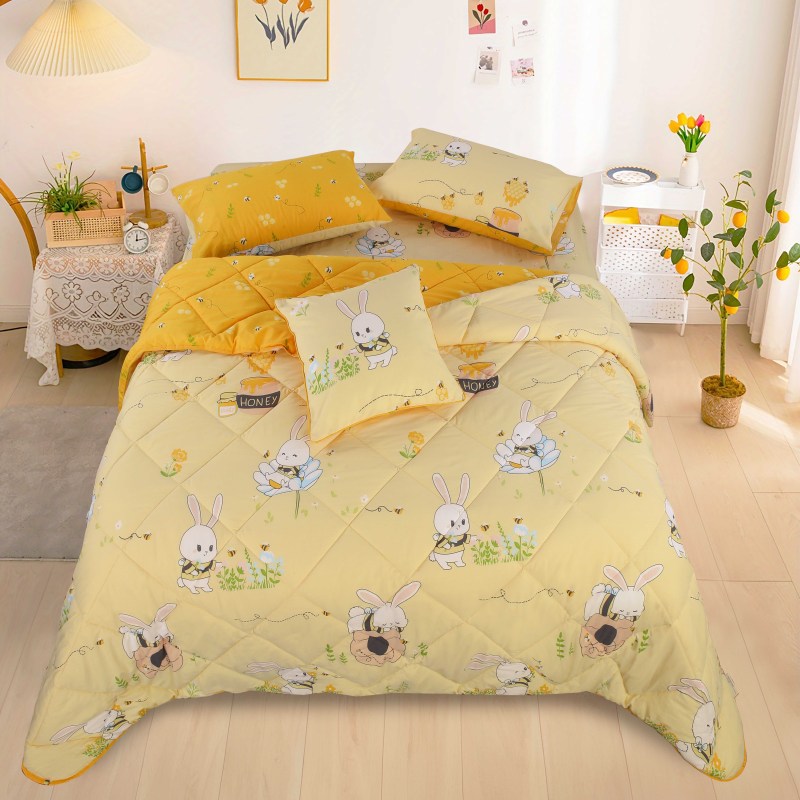 AKEMI Cotton Essentials Jovial Kids Honey Bees Bed Sheet & Comforter Set
