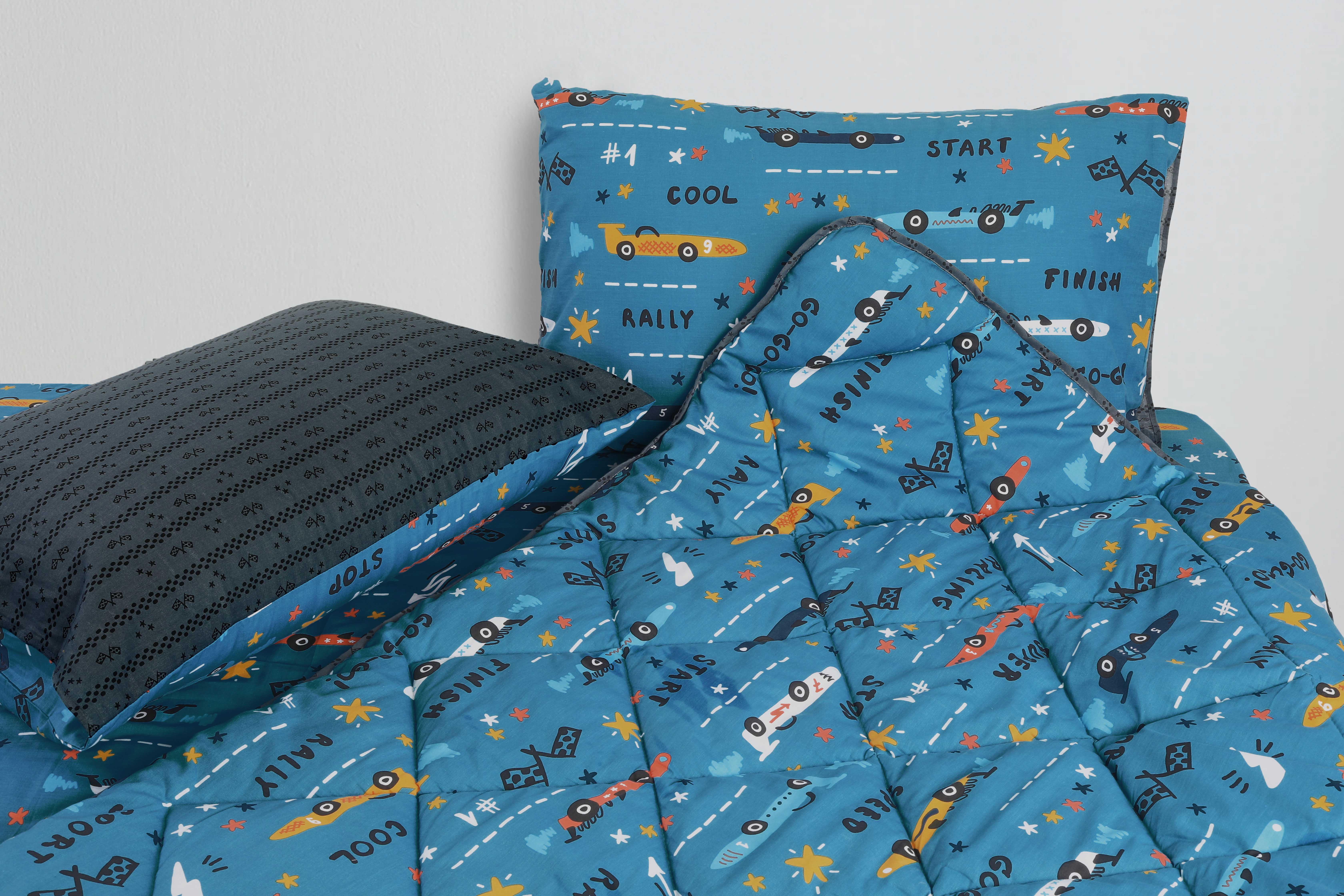 AKEMI Cotton Essentials Jovial Kids Speed Race Bed Sheet Set - Image 2