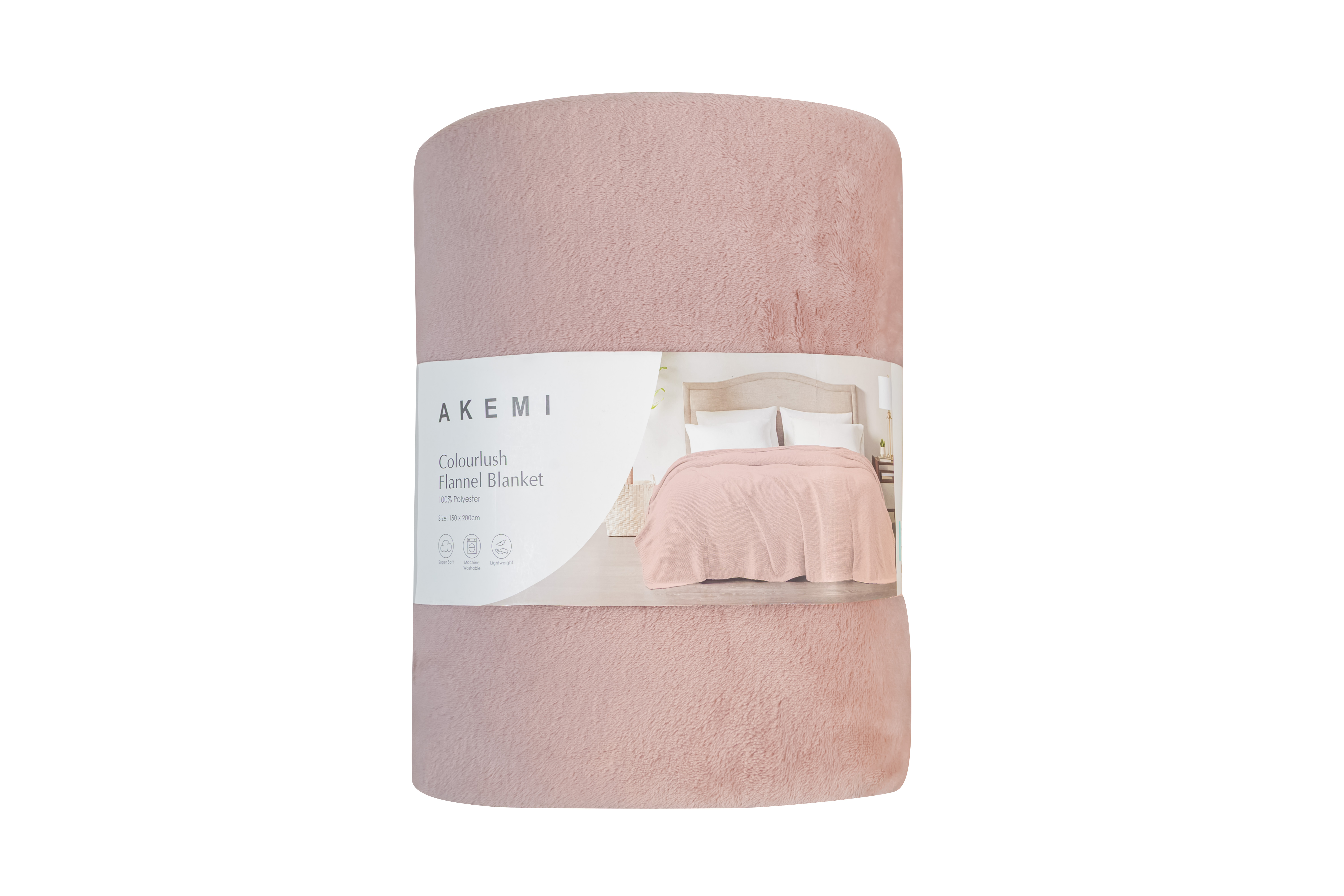 AKEMI Colourlush Flannel Brilliant Coral Blush Blanket - Image 2