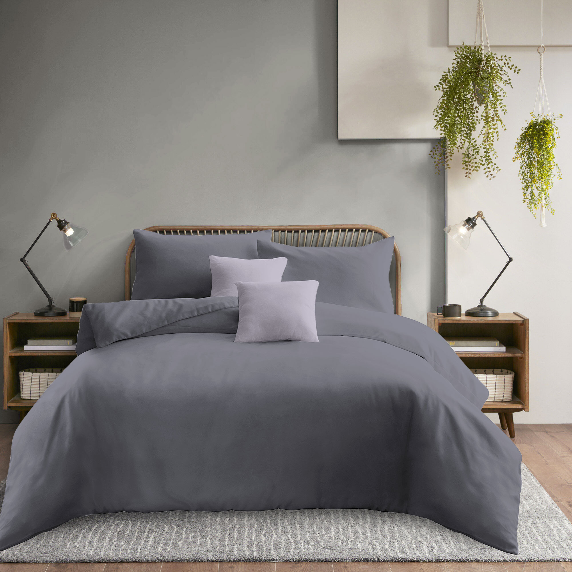 ai by AKEMI ColourJoy Collection Grape Charcoal Bed Sheet Set