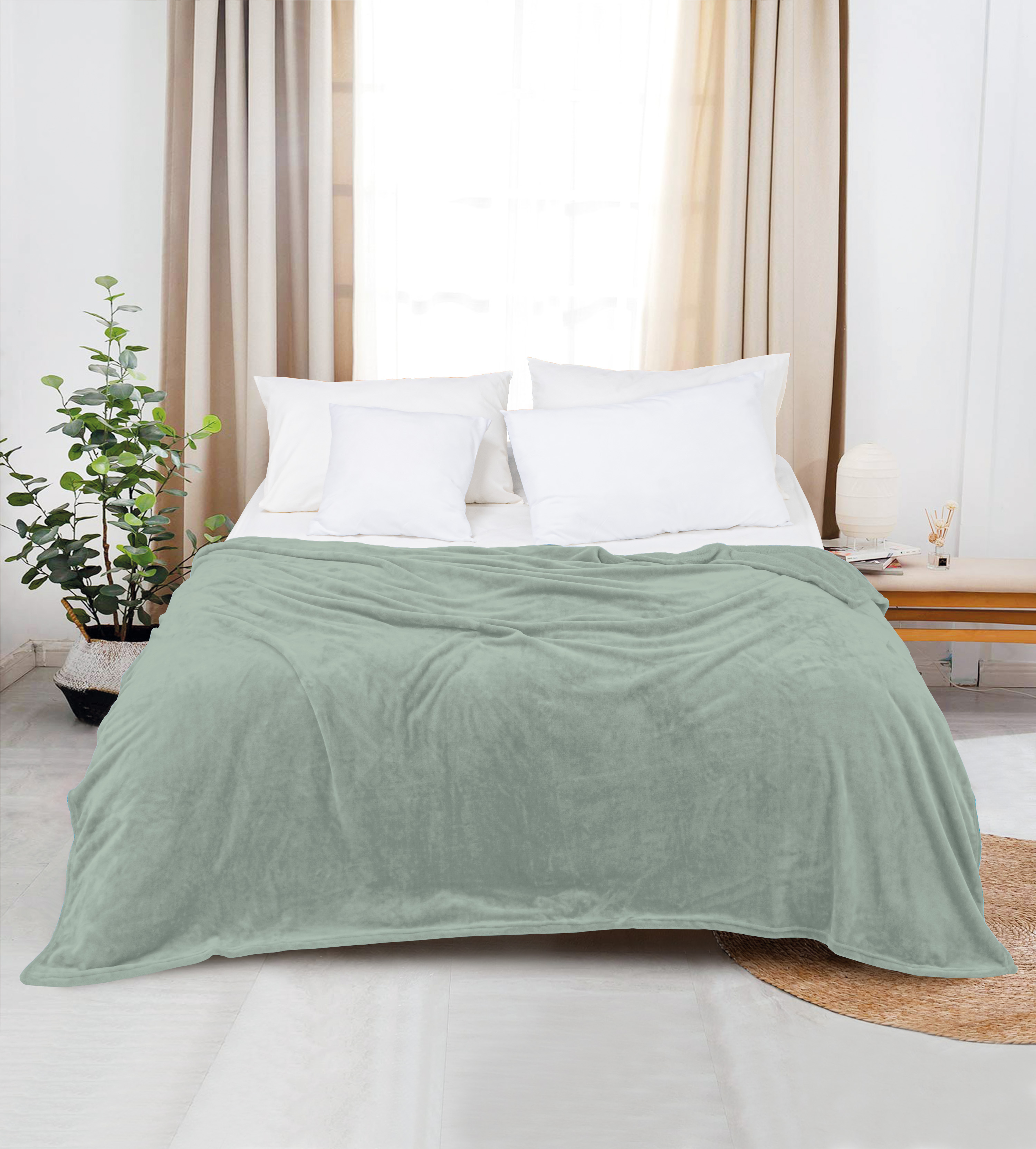 AKEMI Colourlush Flannel Brilliant Irving Green Blanket