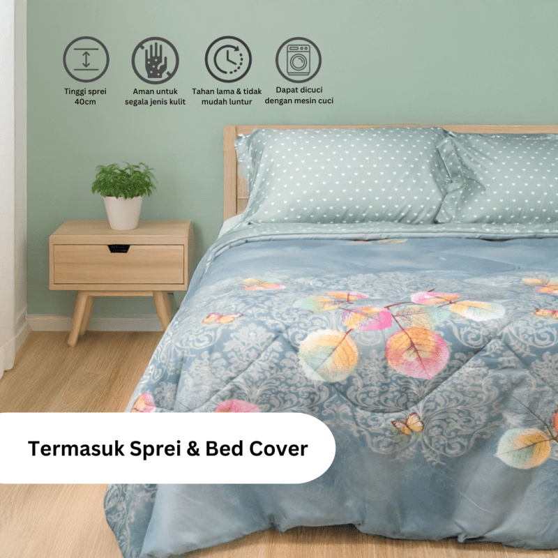 TOMOMI - Bedcover Set Sprei Nanotec Print Motif Cho