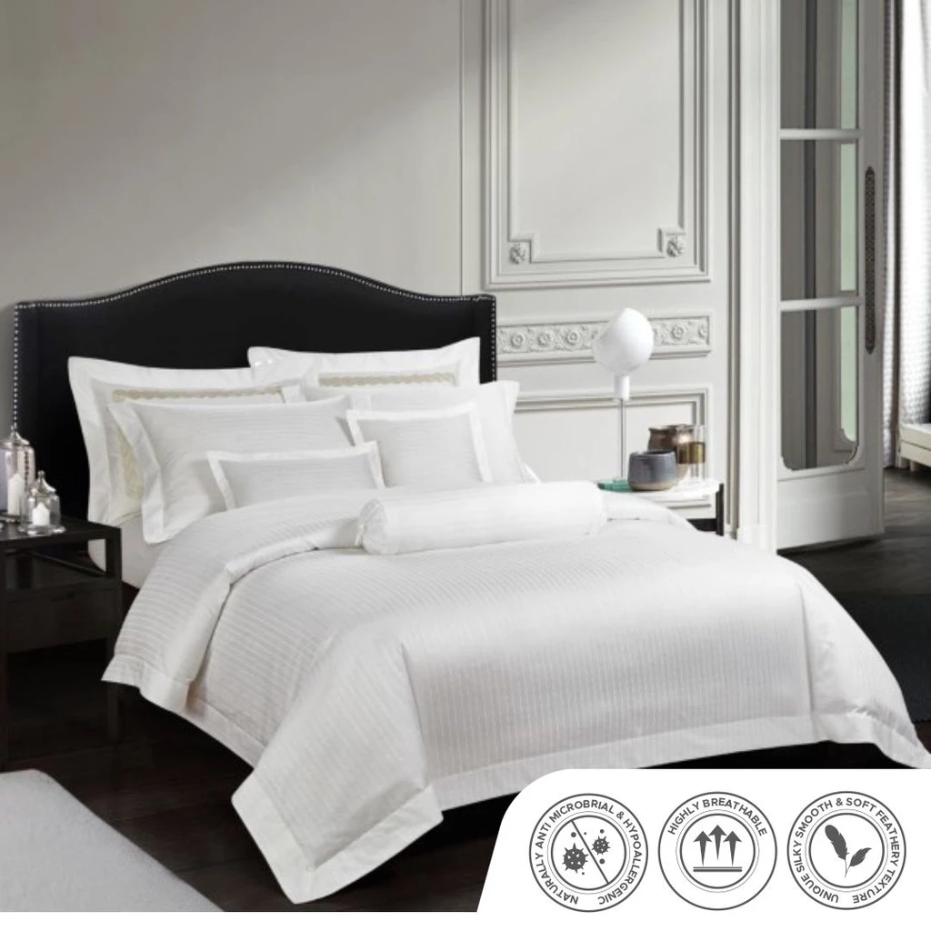 NINA MG - Signature Santorini White Fitted Sheet | Quilt Cover