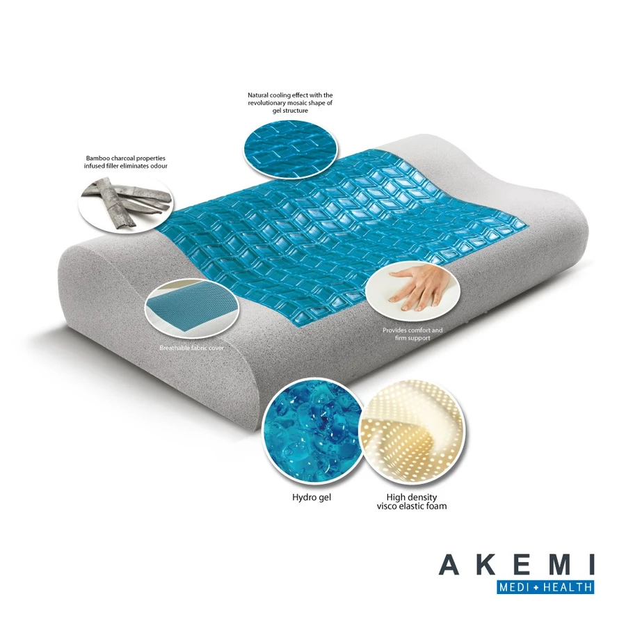 AKEMI M+H Contour Hydro Gel Bamboo Charcoal Memory Pillow - Image 3