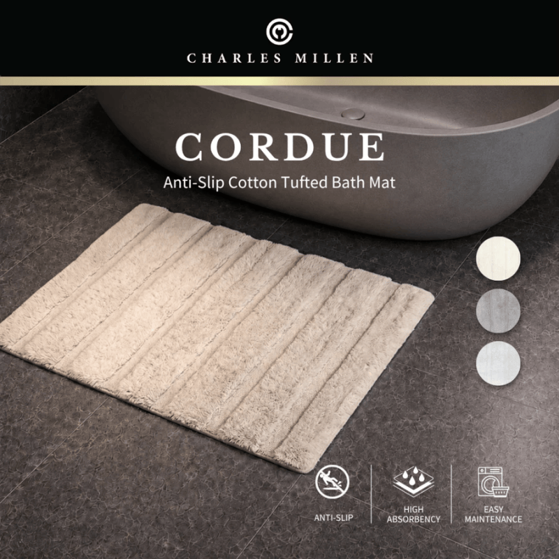 CHARLES MILLEN New Cordue (L) 100% Cotton Anti-slip Floor Mat
